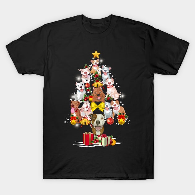 Merry Pitmas Christmas Tree T-Shirt by TeeSky